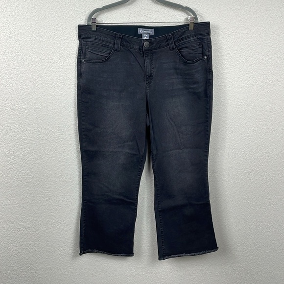 New Democracy Fray Step Hem Kick Flare Jeans Faded Black Wash Ab Plus Size 20W - Picture 2 of 12